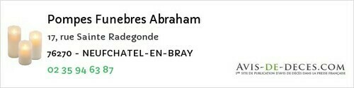 Avis de décès - Saint-Étienne-du-Rouvray - Pompes Funebres Abraham