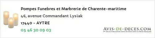Avis de décès - La Rochelle - Pompes Funebres et Marbrerie de Charente-maritime