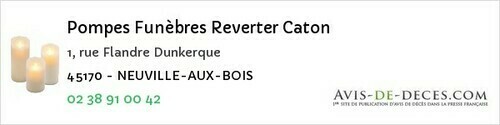 Avis de décès - Chaingy - Pompes Funèbres Reverter Caton