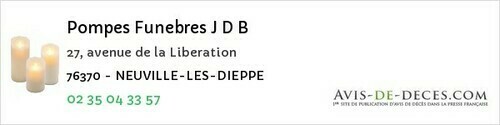 Avis de décès - Saint-Étienne-du-Rouvray - Pompes Funebres J D B