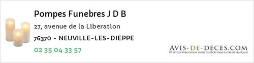 Avis de décès - Quiberville - Pompes Funebres J D B