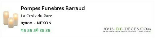 Avis de décès - Le Dorat - Pompes Funebres Barraud