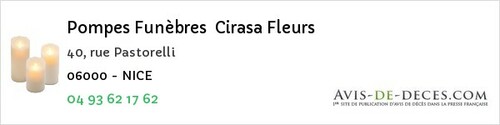 Avis de décès - La Colle-Sur-Loup - Pompes Funèbres Cirasa Fleurs
