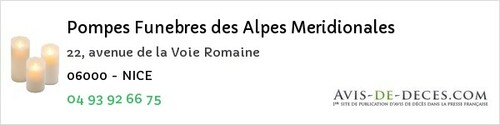 Avis de décès - Nice - Pompes Funebres des Alpes Meridionales