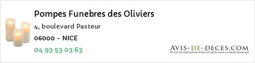 Avis de décès - Villeneuve-Loubet - Pompes Funebres des Oliviers
