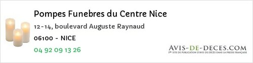 Avis de décès - Nice - Pompes Funebres du Centre Nice