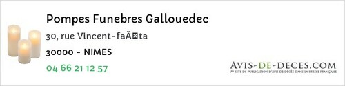 Avis de décès - Villeneuve-lès-Avignon - Pompes Funebres Gallouedec