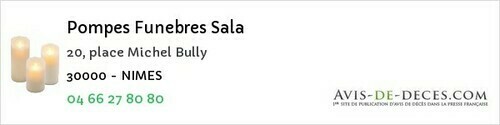 Avis de décès - Nîmes - Pompes Funebres Sala