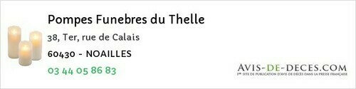 Avis de décès - Les Ageux - Pompes Funebres du Thelle