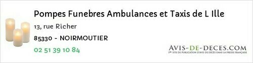 Avis de décès - Chaillé-Sous-Les-Ormeaux - Pompes Funebres Ambulances et Taxis de L Ille