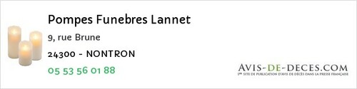 Avis de décès - Lamothe-Montravel - Pompes Funebres Lannet