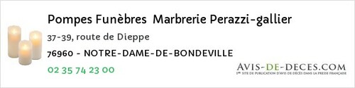 Avis de décès - Roncherolles-Sur-Le-Vivier - Pompes Funèbres Marbrerie Perazzi-gallier