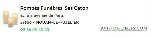 Avis de décès - Ternay - Pompes Funèbres Sas Caton