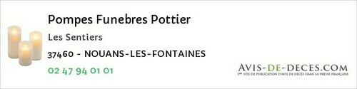 Avis de décès - Villeperdue - Pompes Funebres Pottier