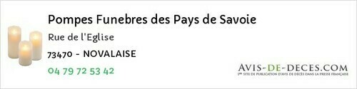 Avis de décès - Le Bourget-Du-Lac - Pompes Funebres des Pays de Savoie