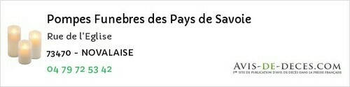 Avis de décès - Saint-Christophe-La-Grotte - Pompes Funebres des Pays de Savoie