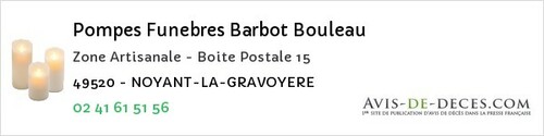 Avis de décès - La Breille-Les-Pins - Pompes Funebres Barbot Bouleau