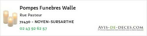 Avis de décès - Parcé-sur-Sarthe - Pompes Funebres Walle