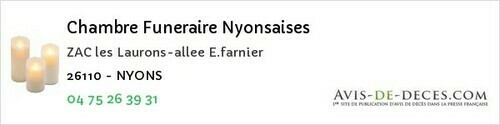Avis de décès - Nyons - Chambre Funeraire Nyonsaises