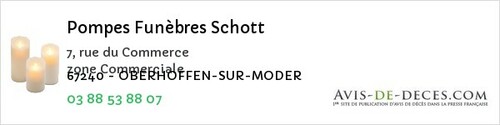 Avis de décès - Hurtigheim - Pompes Funèbres Schott