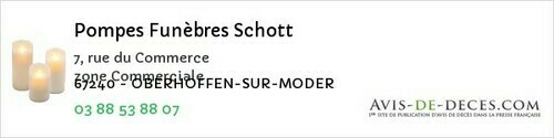 Avis de décès - Geudertheim - Pompes Funèbres Schott