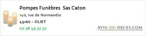 Avis de décès - Ascoux - Pompes Funèbres Sas Caton