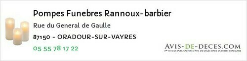 Avis de décès - Dompierre-les-Églises - Pompes Funebres Rannoux-barbier
