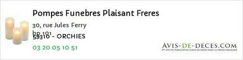 Avis de décès - La Sentinelle - Pompes Funebres Plaisant Freres