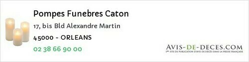 Avis de décès - Orléans - Pompes Funebres Caton