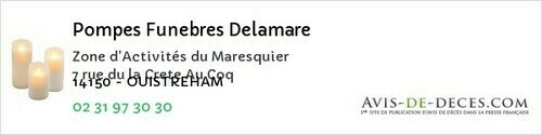 Avis de décès - Ouistreham - Pompes Funebres Delamare