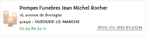 Avis de décès - Châteauvieux - Pompes Funebres Jean Michel Rocher