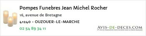 Avis de décès - Ternay - Pompes Funebres Jean Michel Rocher