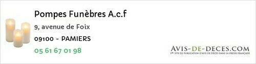 Avis de décès - L'aiguillon - Pompes Funèbres A.c.f