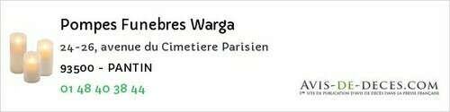 Avis de décès - Vaujours - Pompes Funebres Warga