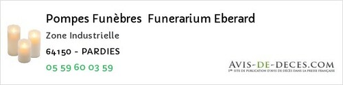 Avis de décès - Etchebar - Pompes Funèbres Funerarium Eberard
