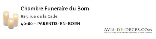 Avis de décès - Pontenx-les-Forges - Chambre Funeraire du Born