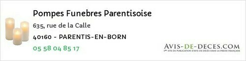 Avis de décès - Vielle-Soubiran - Pompes Funebres Parentisoise