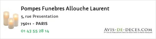 Avis de décès - Paris - Pompes Funebres Allouche Laurent