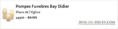 Avis de décès - Saugues - Pompes Funebres Bay Didier