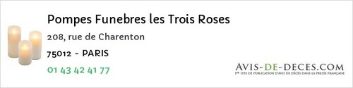 Avis de décès - Paris - Pompes Funebres les Trois Roses