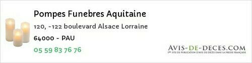 Avis de décès - Pau - Pompes Funebres Aquitaine