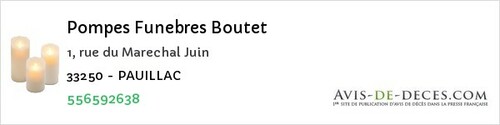 Avis de décès - Saint-Aubin-De-Blaye - Pompes Funebres Boutet