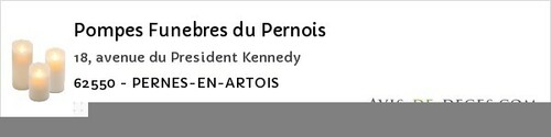 Avis de décès - Pernes En Artois - Pompes Funebres du Pernois