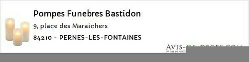 Avis de décès - Uchaux - Pompes Funebres Bastidon