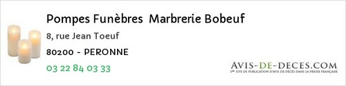 Avis de décès - Saint-Gratien - Pompes Funèbres Marbrerie Bobeuf
