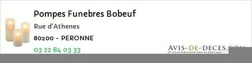 Avis de décès - Péronne - Pompes Funebres Bobeuf