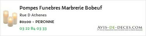 Avis de décès - Vaux-en-Amiénois - Pompes Funebres Marbrerie Bobeuf