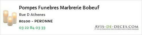 Avis de décès - Proyart - Pompes Funebres Marbrerie Bobeuf