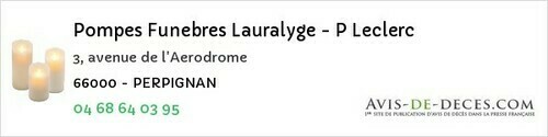 Avis de décès - Perpignan - Pompes Funebres Lauralyge - P Leclerc