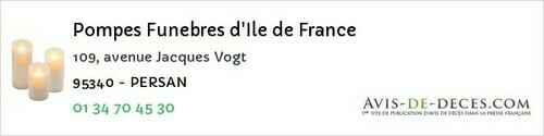 Avis de décès - Baillet-en-France - Pompes Funebres d'Ile de France